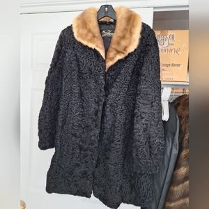 Black Persian Lamb Fur with Mink Fur Collar